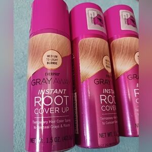3 Pack Ever Pro Gray Away Instant Root Cover Up Temporary Medium to Light Blonde
